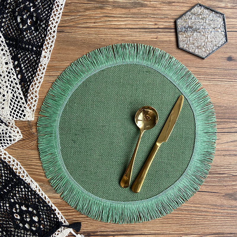 Round Jute Placemat — Green