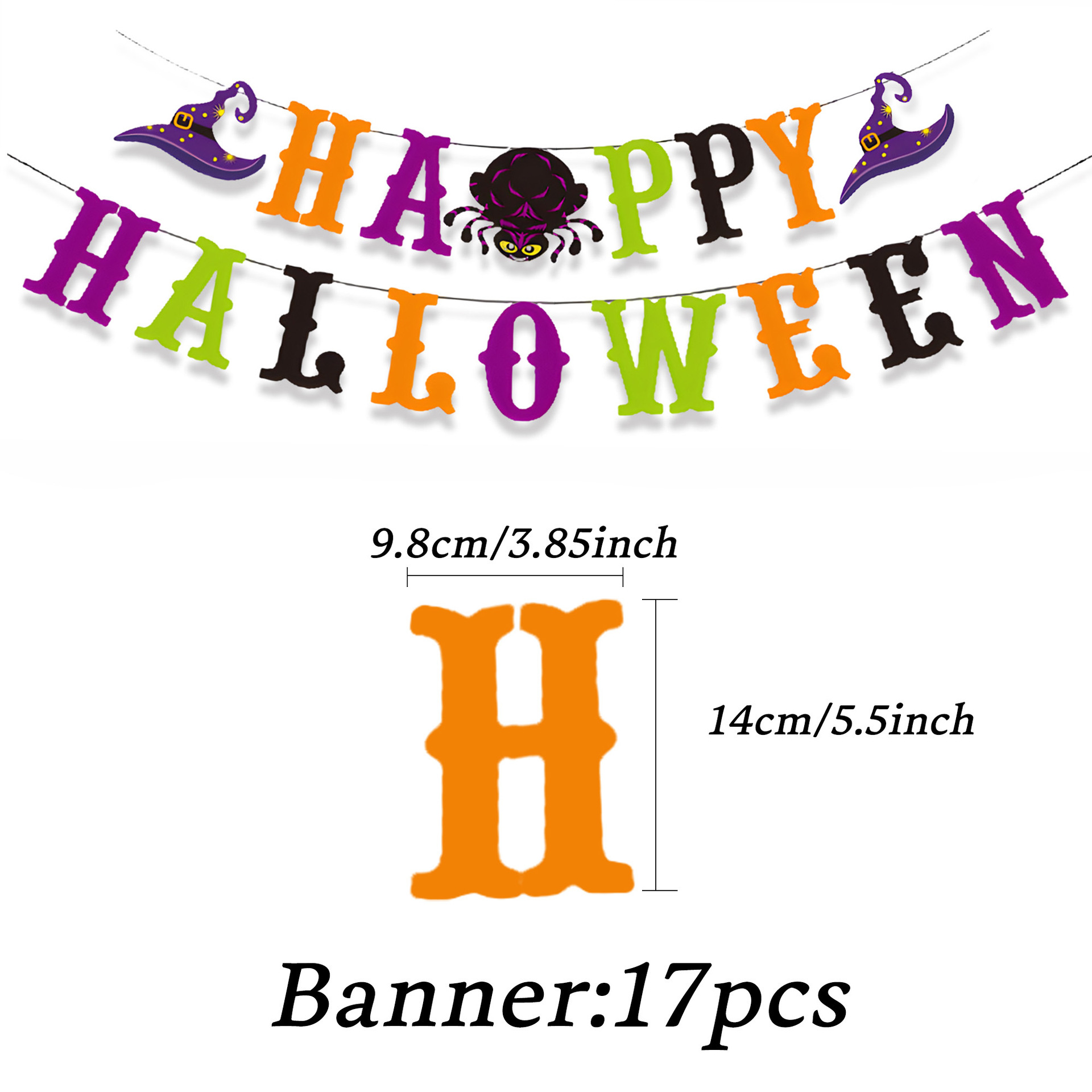 Happy Halloween Paper Banner — 17 Pieces